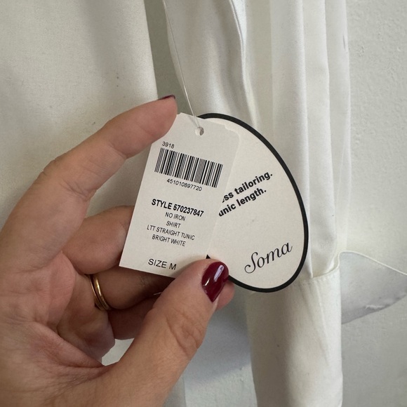 Soma Style Essentials No Iron Cotton Shirt Size M Medium NWT - Picture 3 of 4